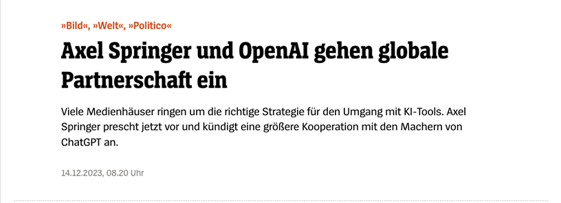 KI: Axel Springer und OpenAI verkünden globale Partnerschaft - DER SPIEGEL